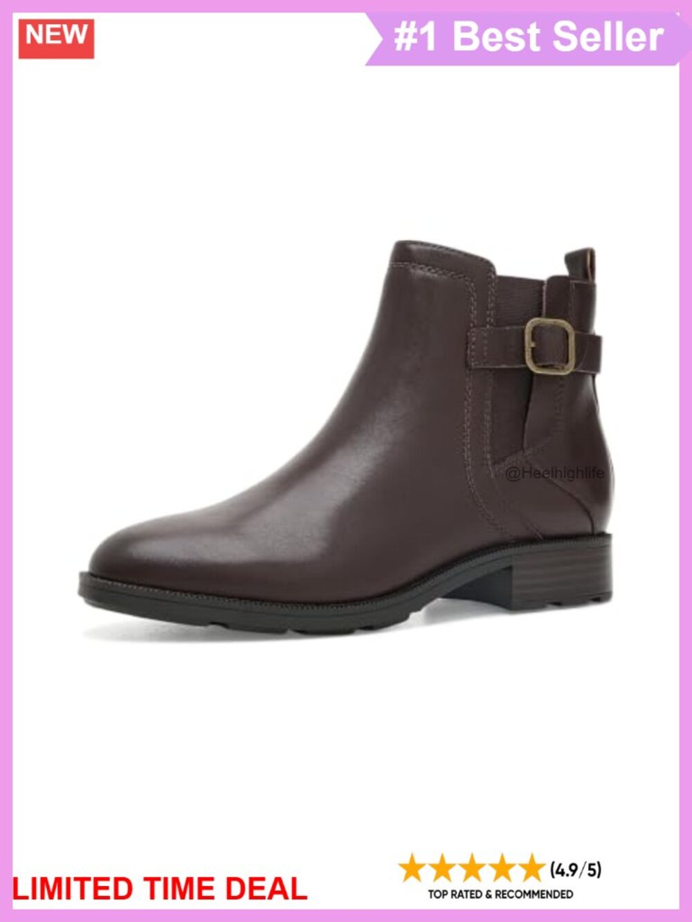 Clarks Adalynn West Chelsea Boots Premium Leather Ankle Booties